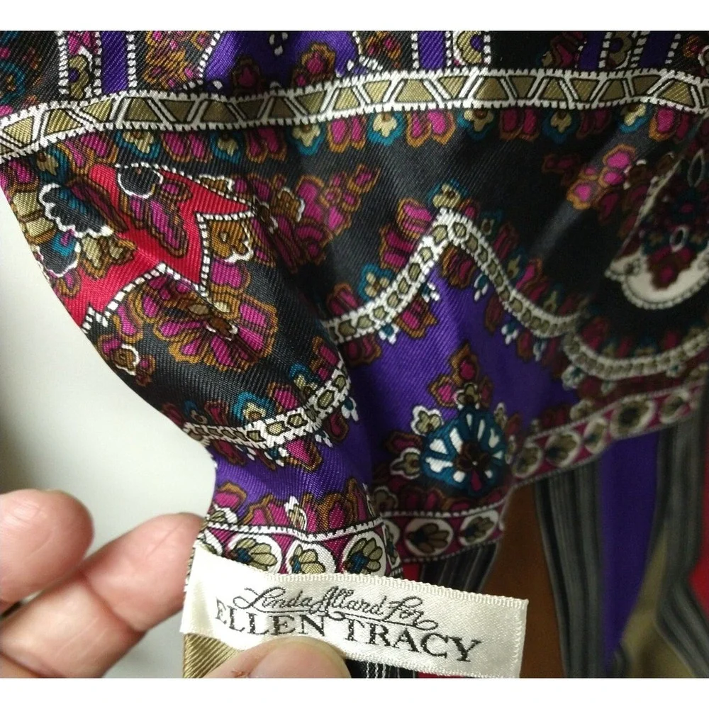 Linda Allard for ELLEN TRACY Rectangle Silk SCARF 11